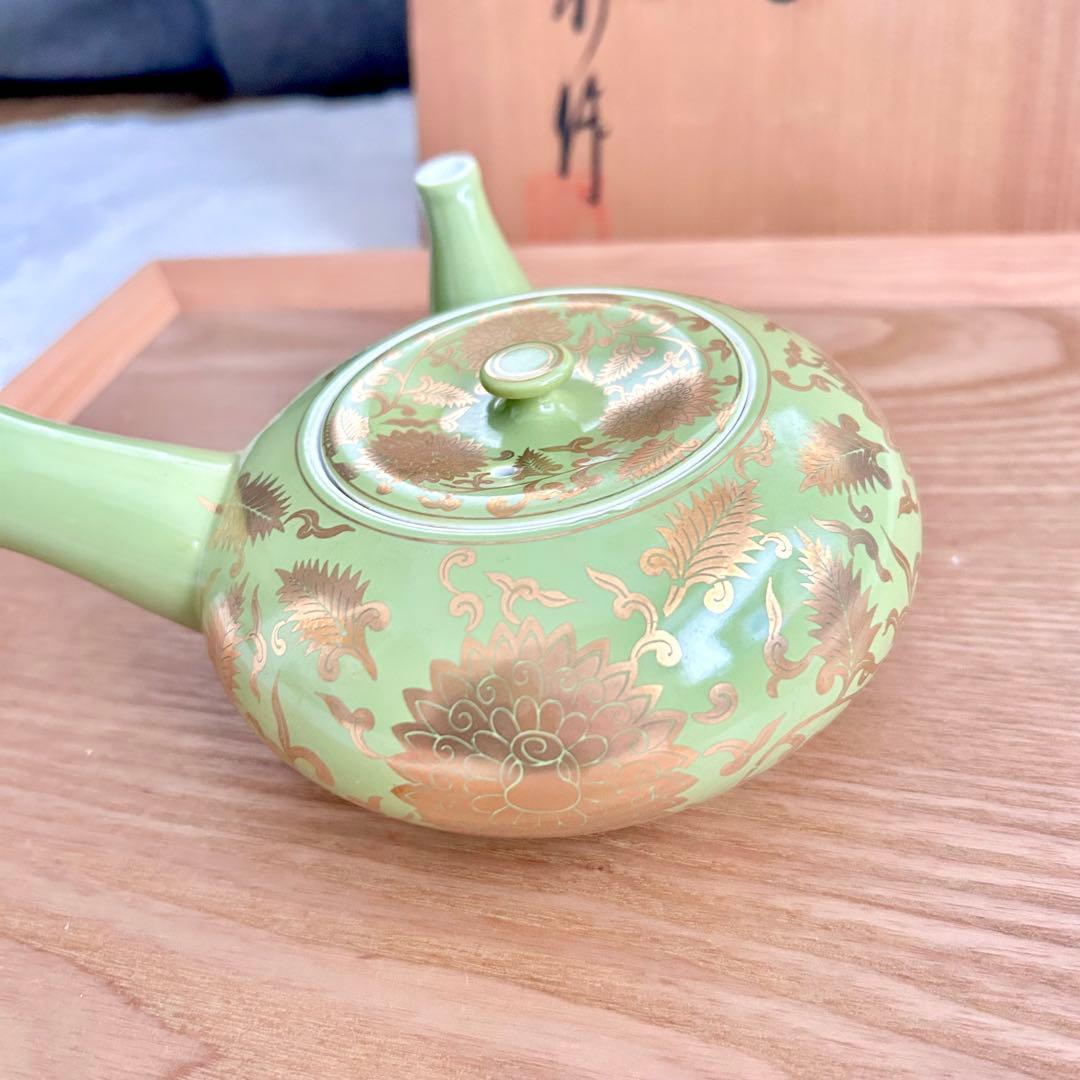 激レア希少✨其泉　萌黄金欄手 茶器セット　急須1客　湯呑5客　金彩