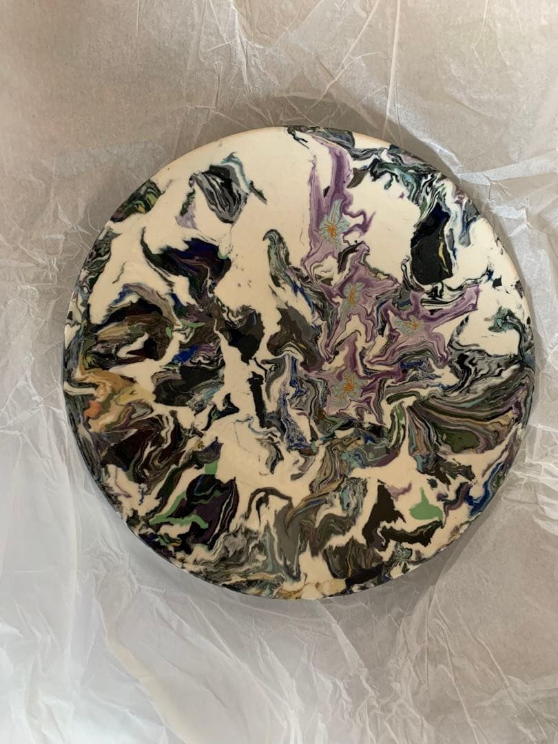 人間国宝松井康成萃瓷練上華雲文皿額装飾皿す