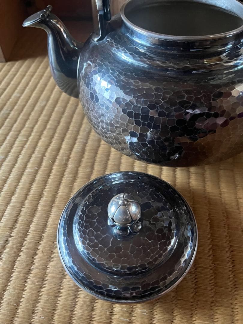 松栄堂 純銀製 水注 銀瓶 湯沸 やかん 重量1805g