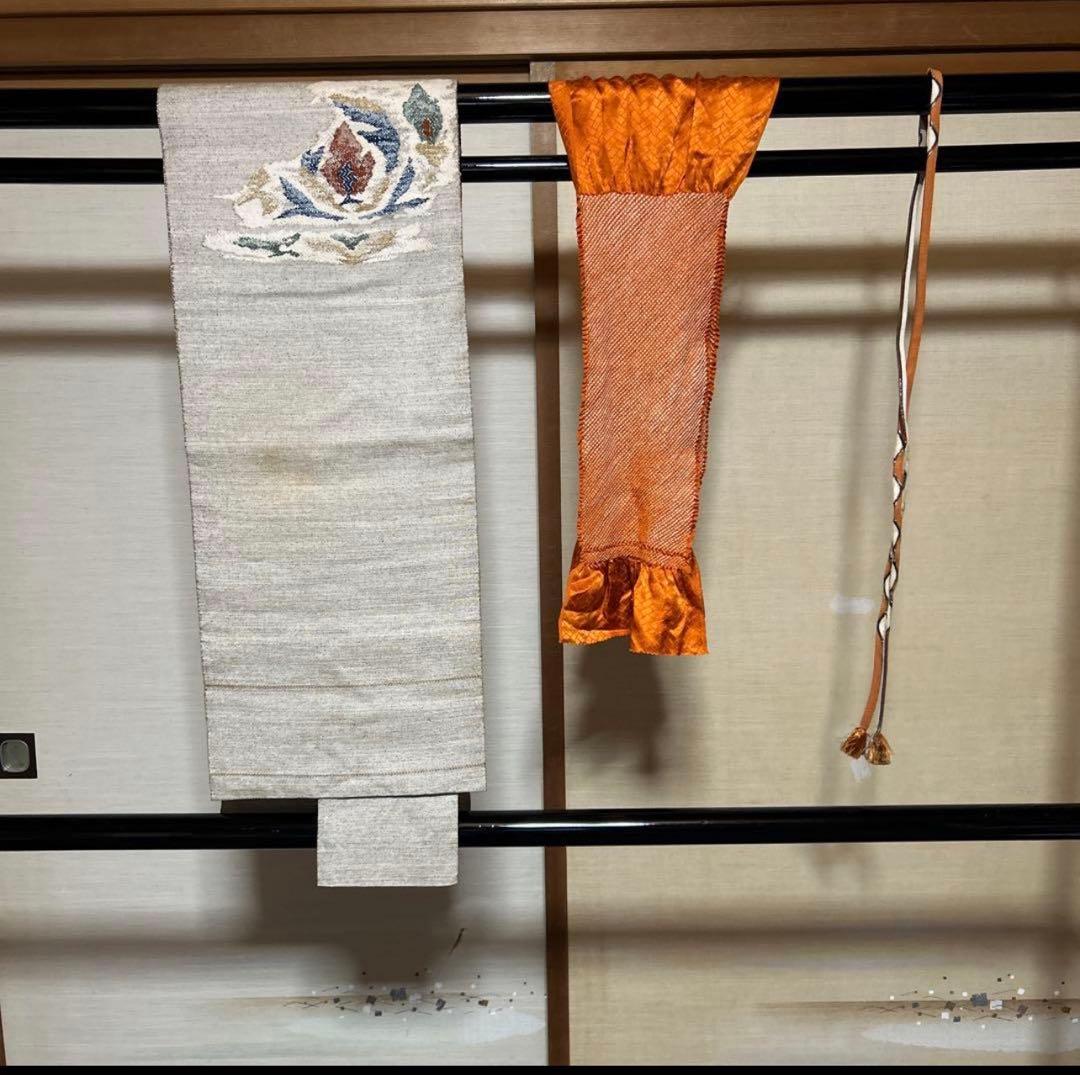 u*8様 未使用近い 美品　単衣 結城紬 小紋 80亀甲 フルセット 身丈162