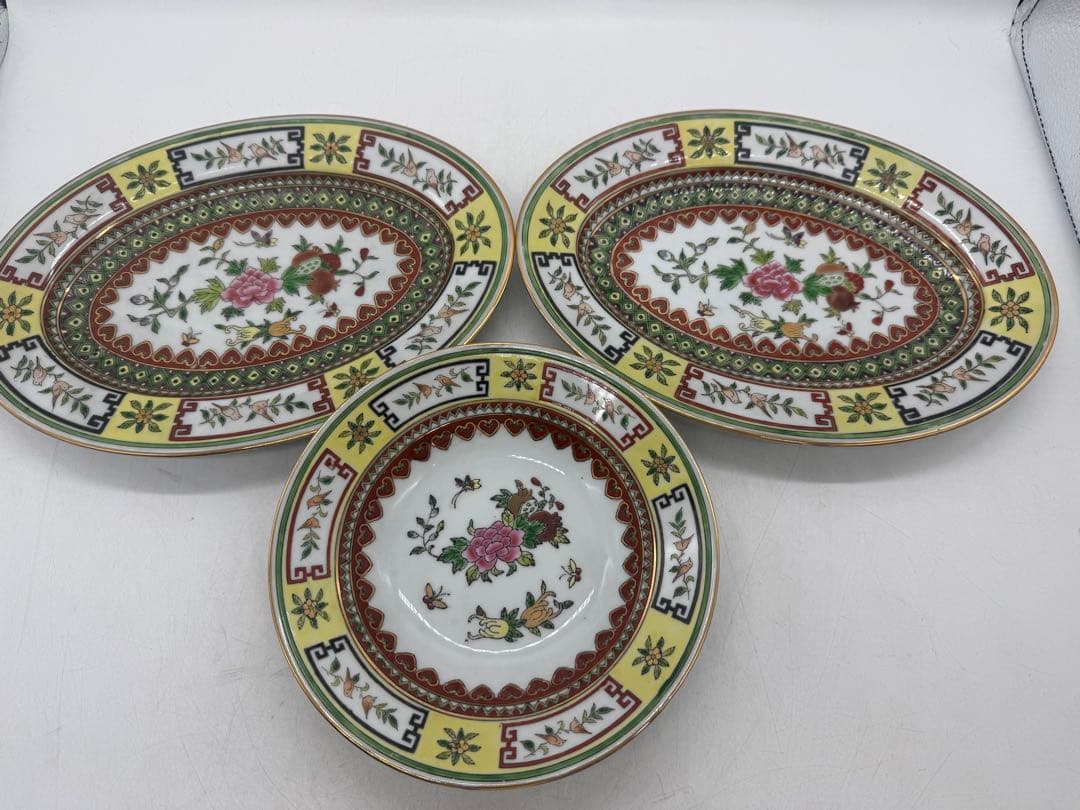中国　1970年代　景徳鎮製　粉彩花果紋楕円形お皿2点&鉢1点　送料込み0104 楽天市場】景徳鎮 緑洋連 粉彩 反口 3寸皿 23174104B : 天宝堂