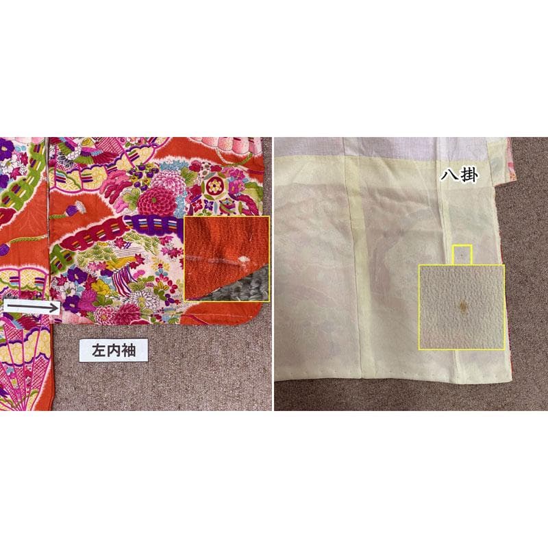 506ag15小物類、506ag15◎七歳 女児 アンティーク着物&丸帯&長襦袢