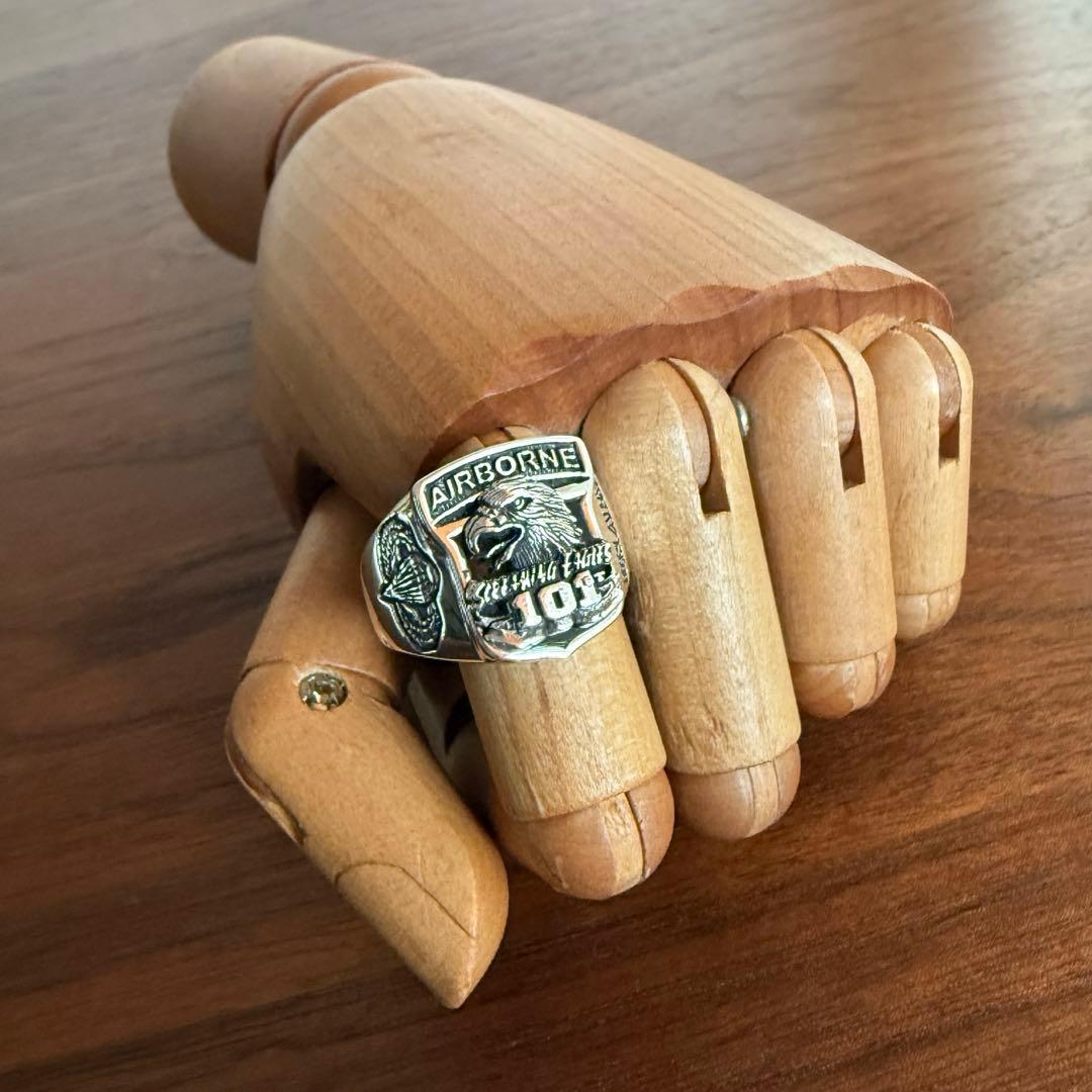 シルバー925無垢【新品】第101空挺師団　US ARMY カレッジリング 本物