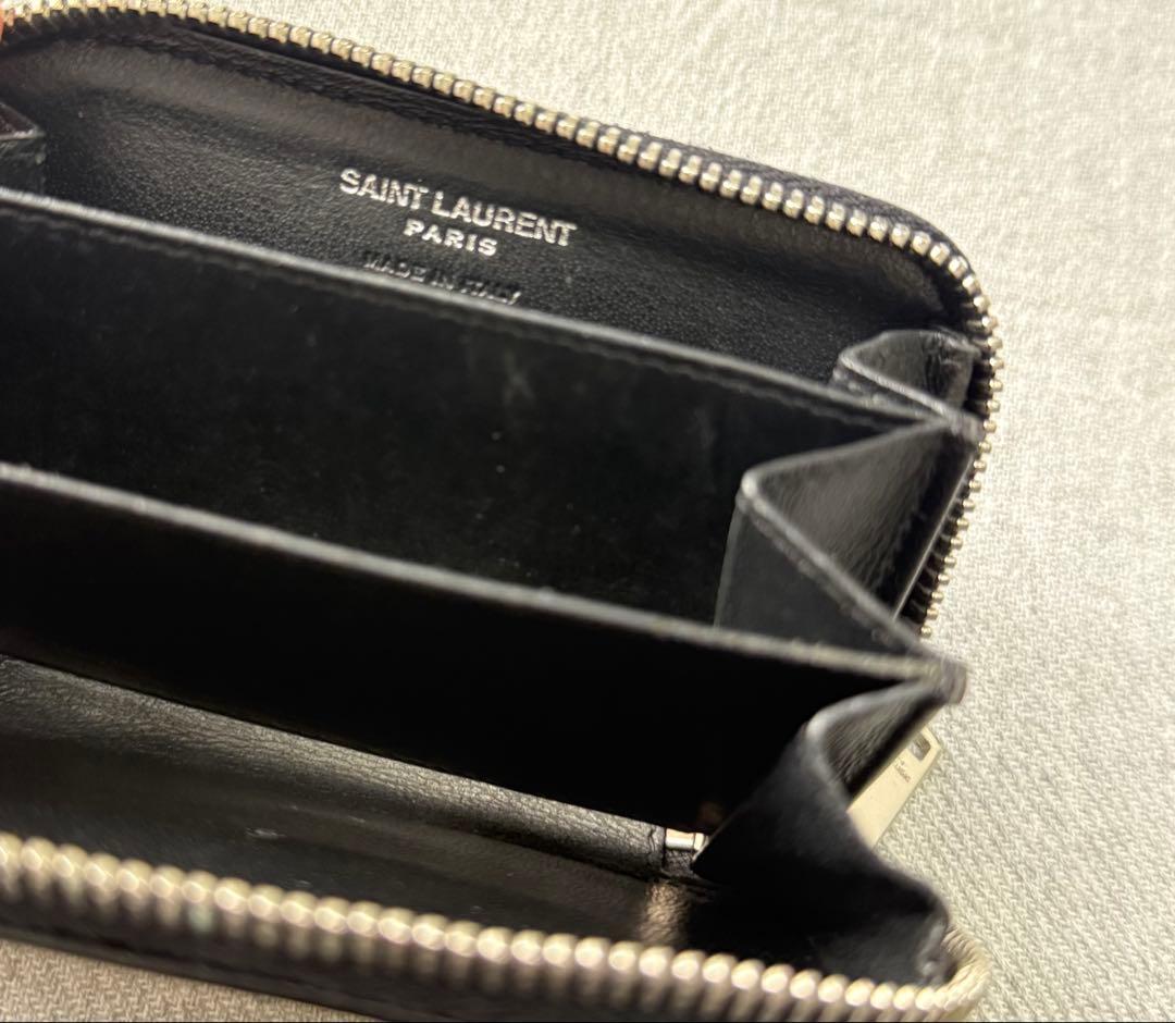 SAINT LAURENT YSLロゴ ケース ラウンドジップ　ブラック