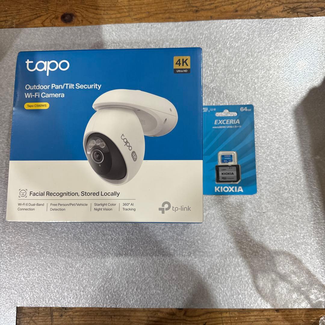 Tapo C560WS 屋外対応4K防犯カメラ64GB SDカード付き! TP-Link 800万画素 防犯カメラ 屋外 パンチルト 4K 8MP 18倍ズーム 顔