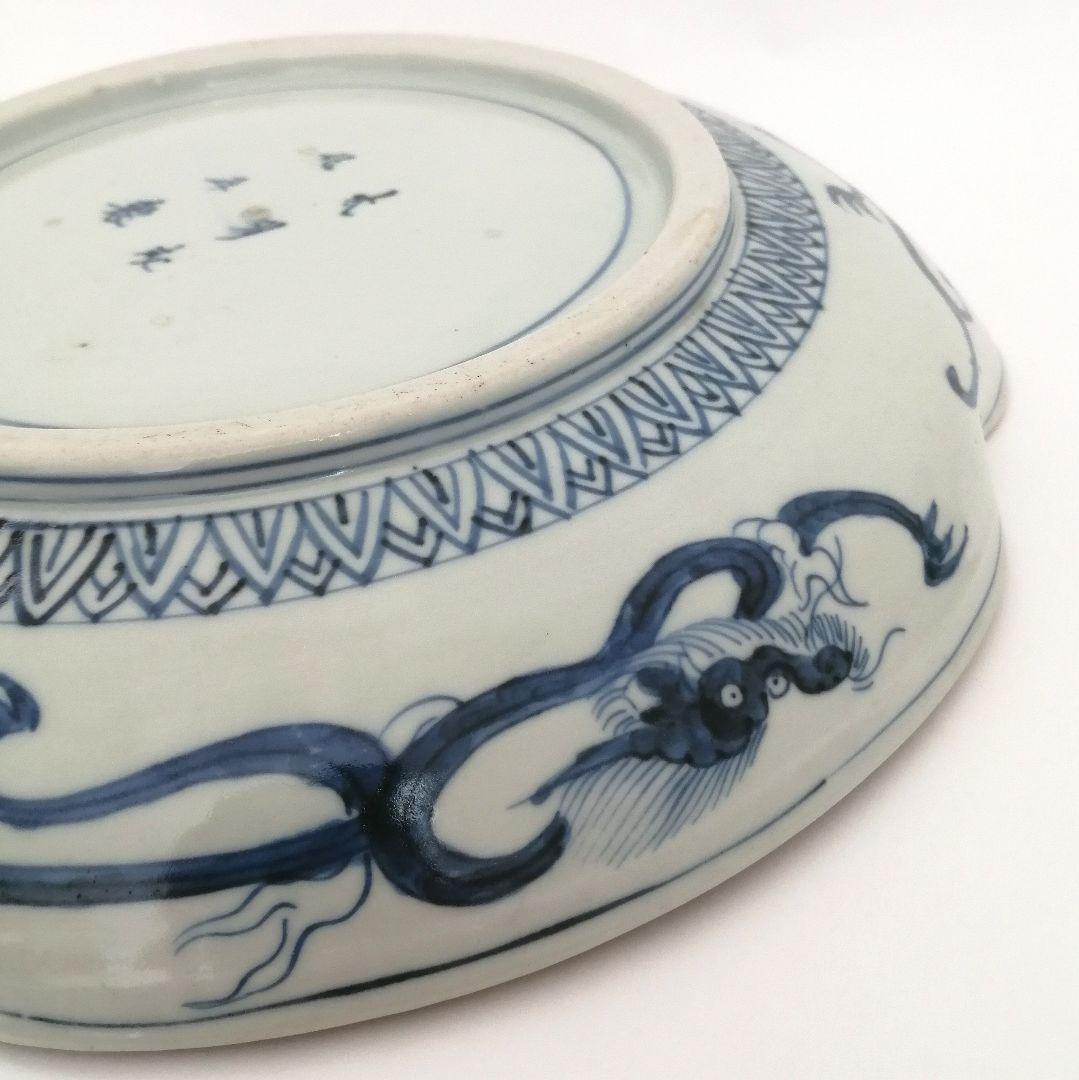 古伊万里 色絵 花唐草 龍 木瓜形 大皿