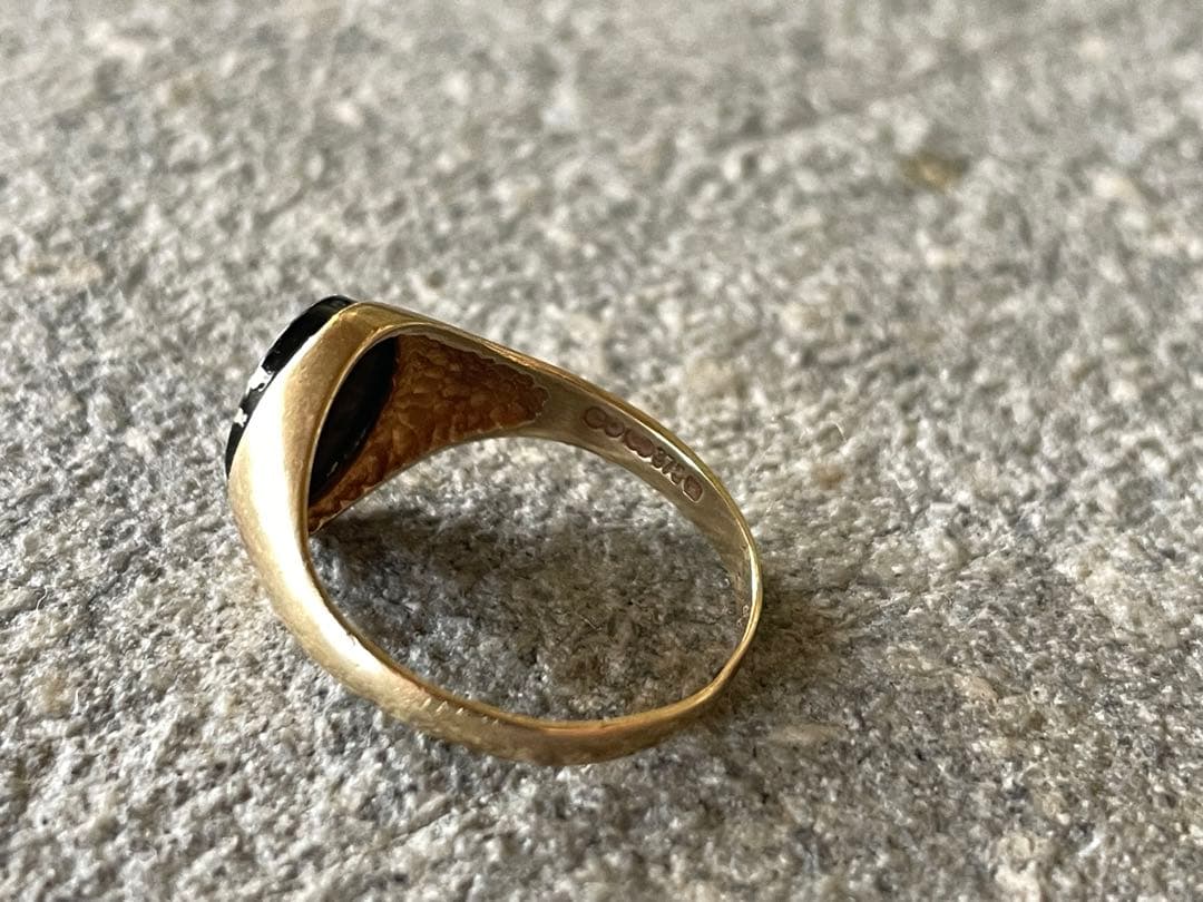 アンティーク】シグネットリング（オニキス）（9K）12号【J22022】