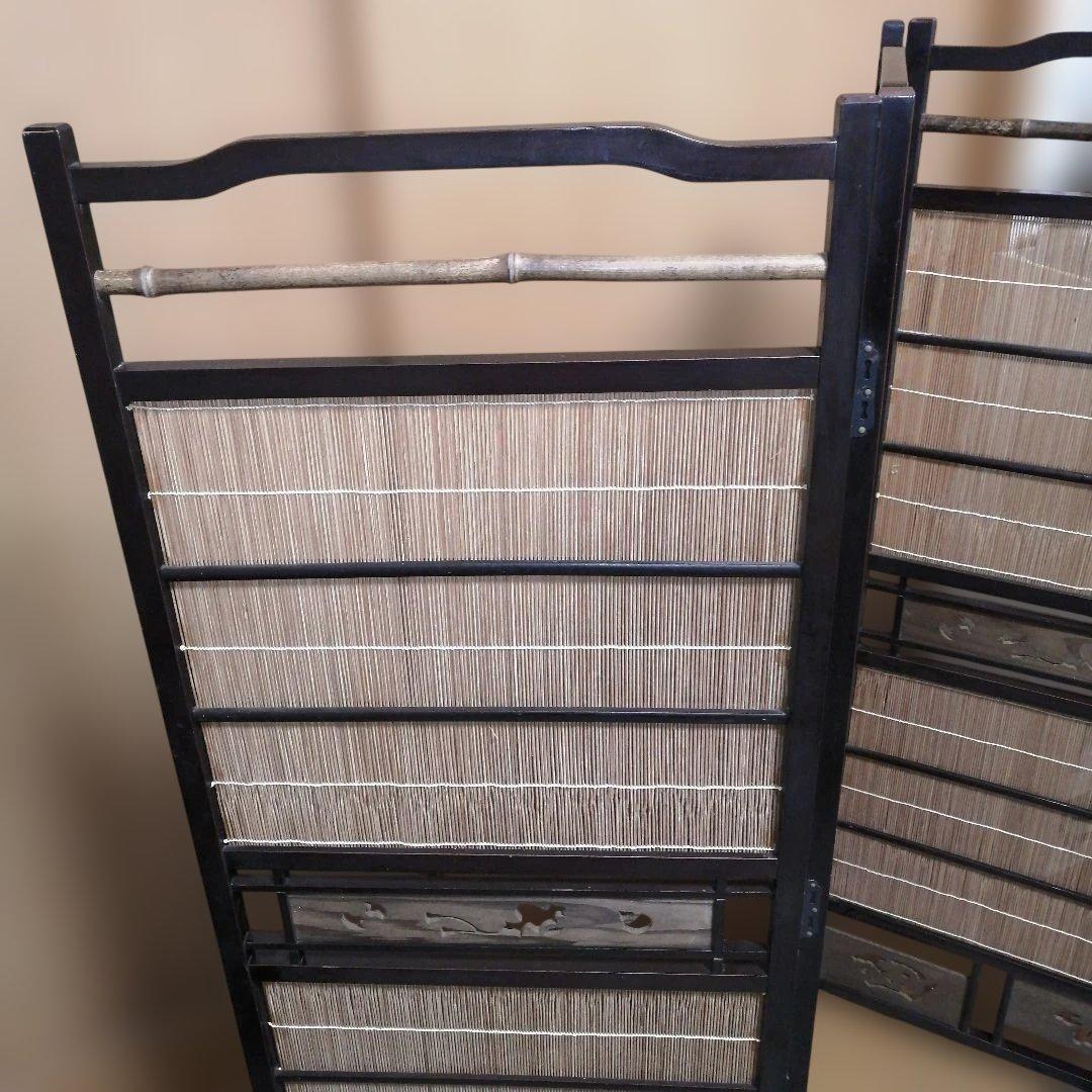 和モダン竹細工衝立 4連パーテーション屏風の通販はau PAY マーケット