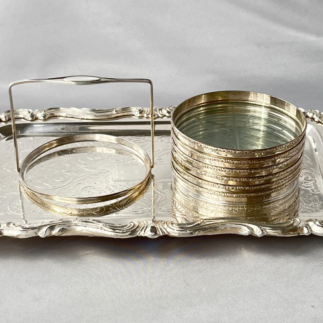 【Lunt】【純銀 / ガラス】ワイングラスコースター 6枚 スターリング