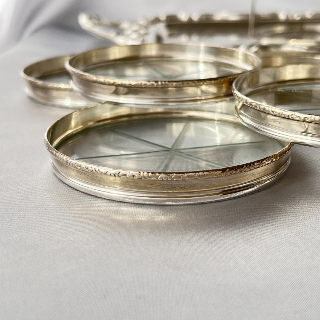 【Lunt】【純銀 / ガラス】ワイングラスコースター 6枚 スターリング