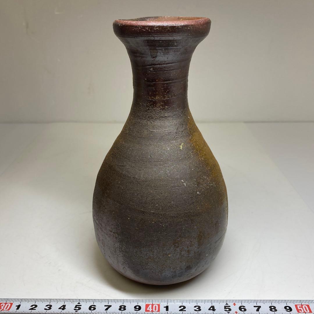 専用　藤原雄　備前花入　共箱　高さ18㎝　東Y7-0307②タカチ