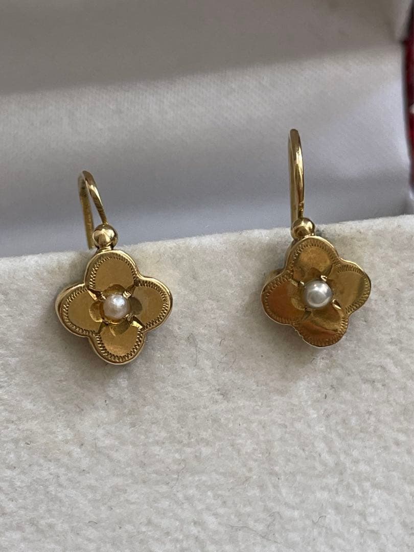 フランスアンティークジュエリーピアスドルムーズ18k ヴィンテージ