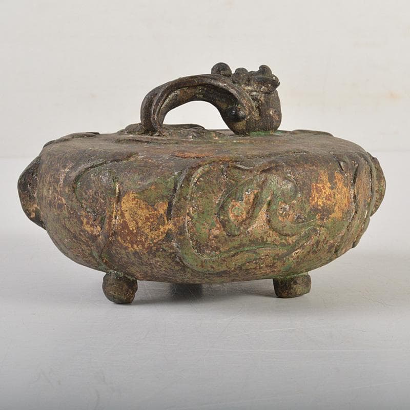 中国　古銅青銅　神獣　銅鈴　三足鈴　置物　Ⅴ　6666