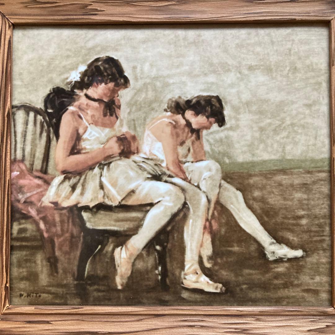 鬼頭鍋三郎【バレリーナ】￼50sヴィンテージノリタケ陶板35×38絵24×27c
