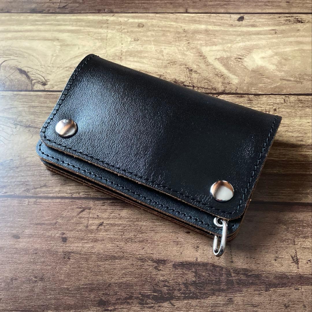 【おにぎり】ミドルトラッカーウォレット 茶芯ブラック【お札を折らずに収納】