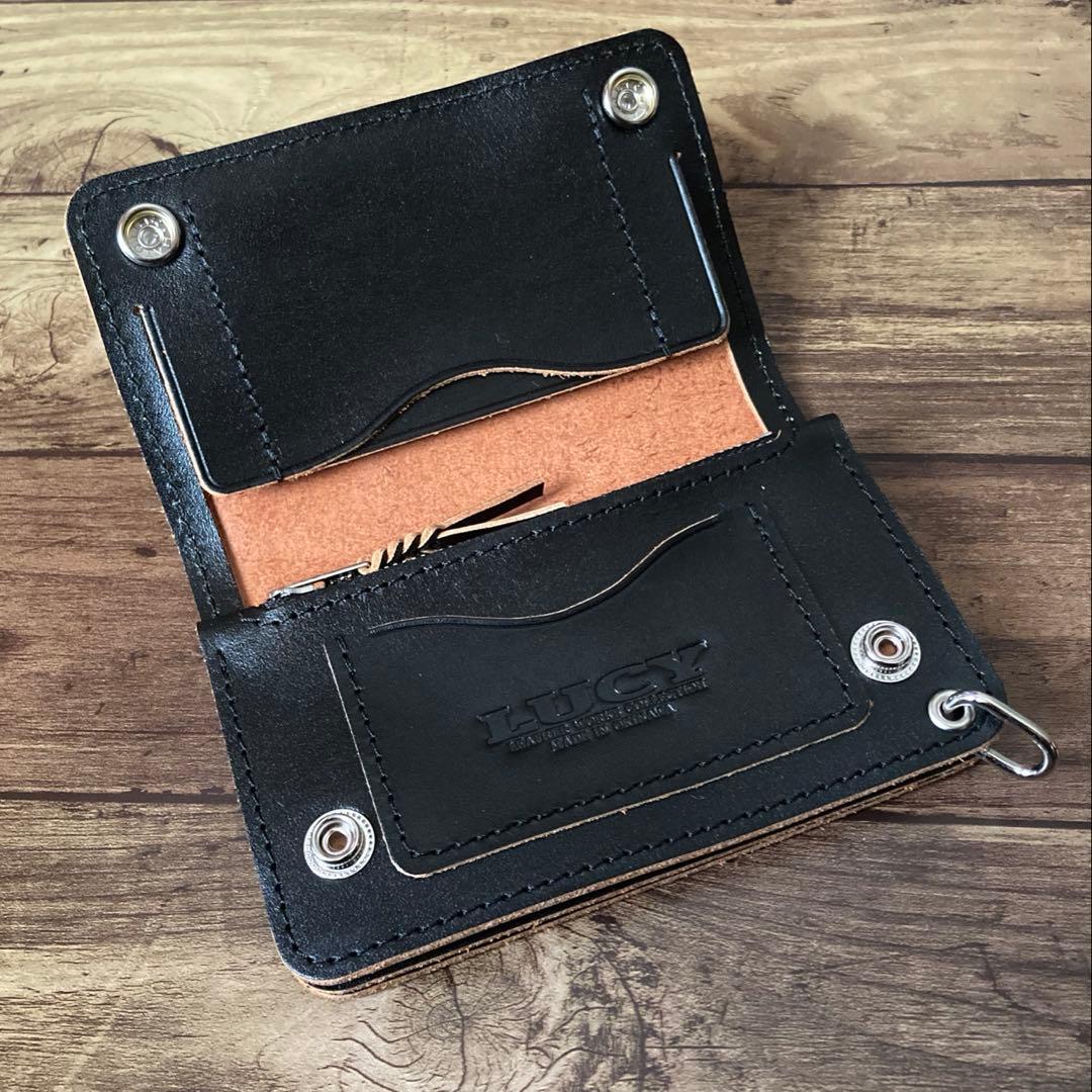 【おにぎり】ミドルトラッカーウォレット 茶芯ブラック【お札を折らずに収納】