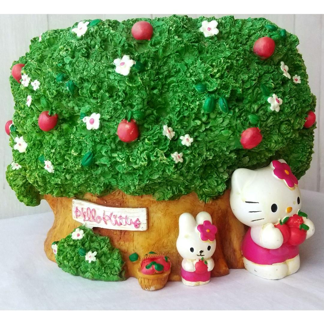 キティ　植木鉢　陶器　フィギュア　置物　ガーデンポット　カバー　うさぎ　りんご