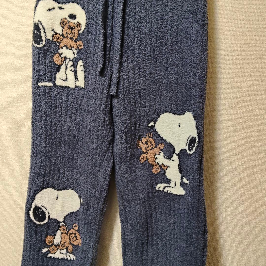 ジェラピケ SNOOPY コラボ テディベア もこもこ ロング パンツ 紺 新品