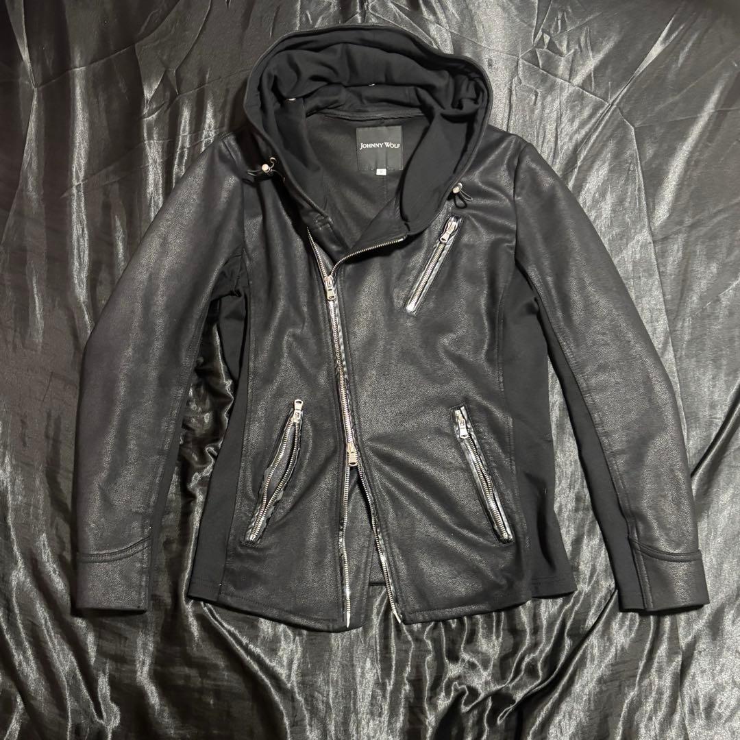 y2k JOHNNY WOLF ダブルライダース 変形 レザージャケット y2k JOHNNY WOLF ダブルライダース 変形 レザージャケット 羊革