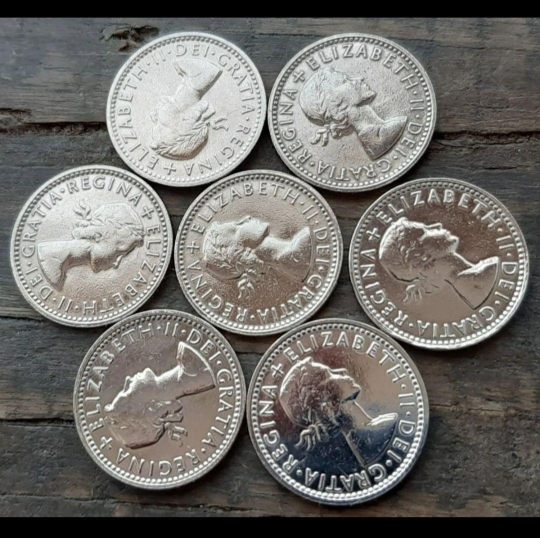 7枚セット 幸せのシックスペンス イギリス1961~1967年ラッキー英国