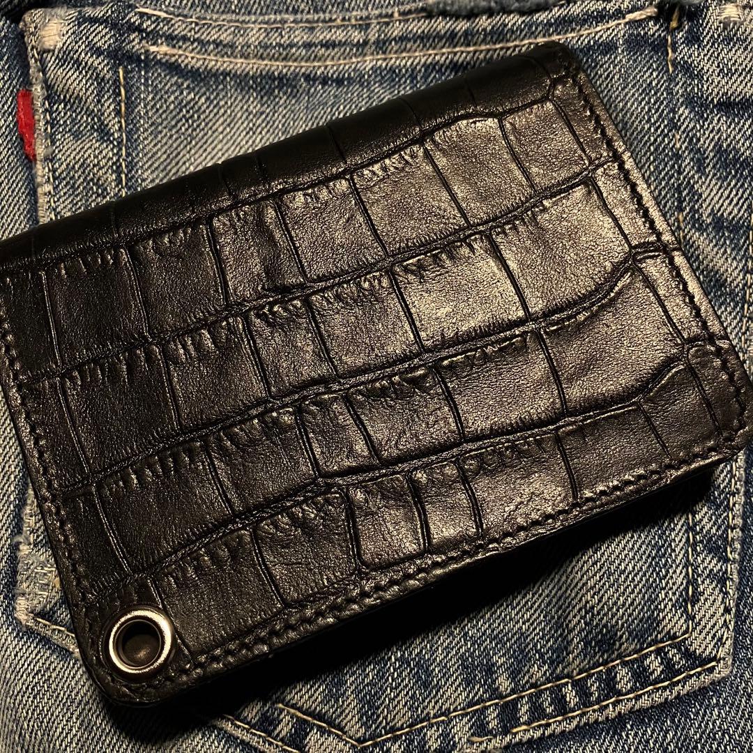 お札が折れない！ミドルトラッカーウォレット クロスボールコンチョ シルバー925