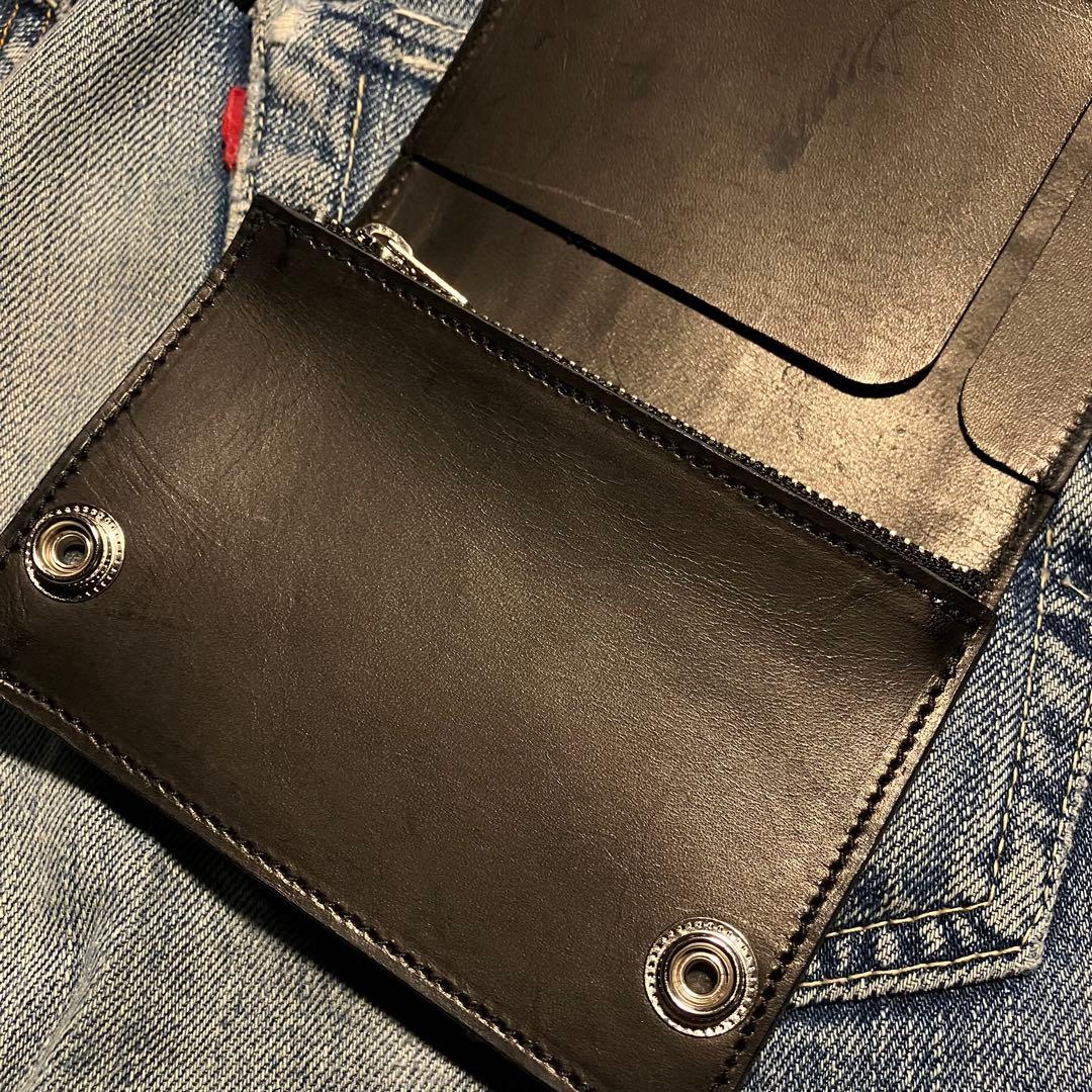 お札が折れない！ミドルトラッカーウォレット クロスボールコンチョ シルバー925