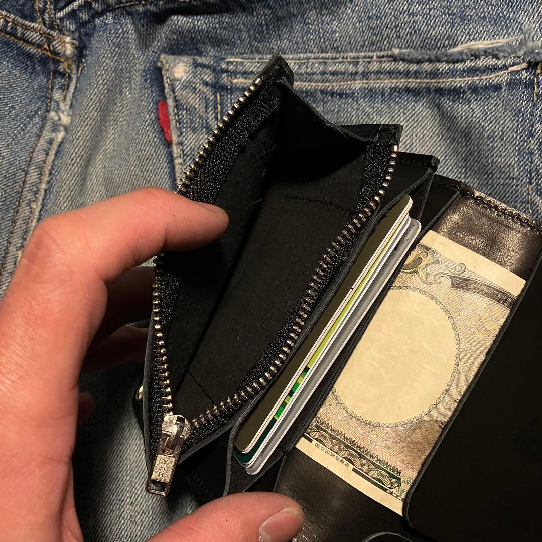 お札が折れない！ミドルトラッカーウォレット クロスボールコンチョ シルバー925