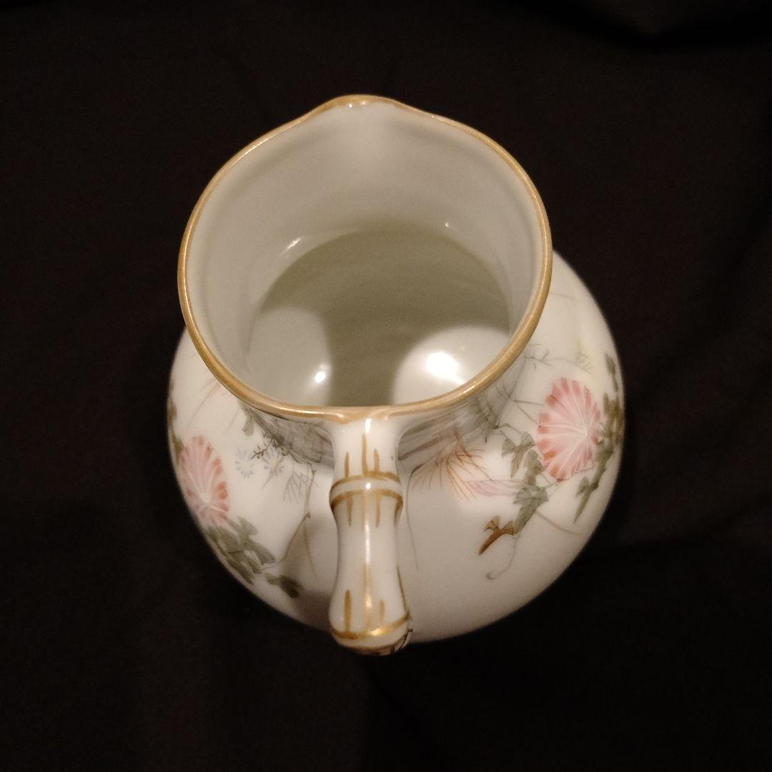 明治時代 横浜焼 井村彦次郎 朝顔 クリーマー 里帰り 輸出品