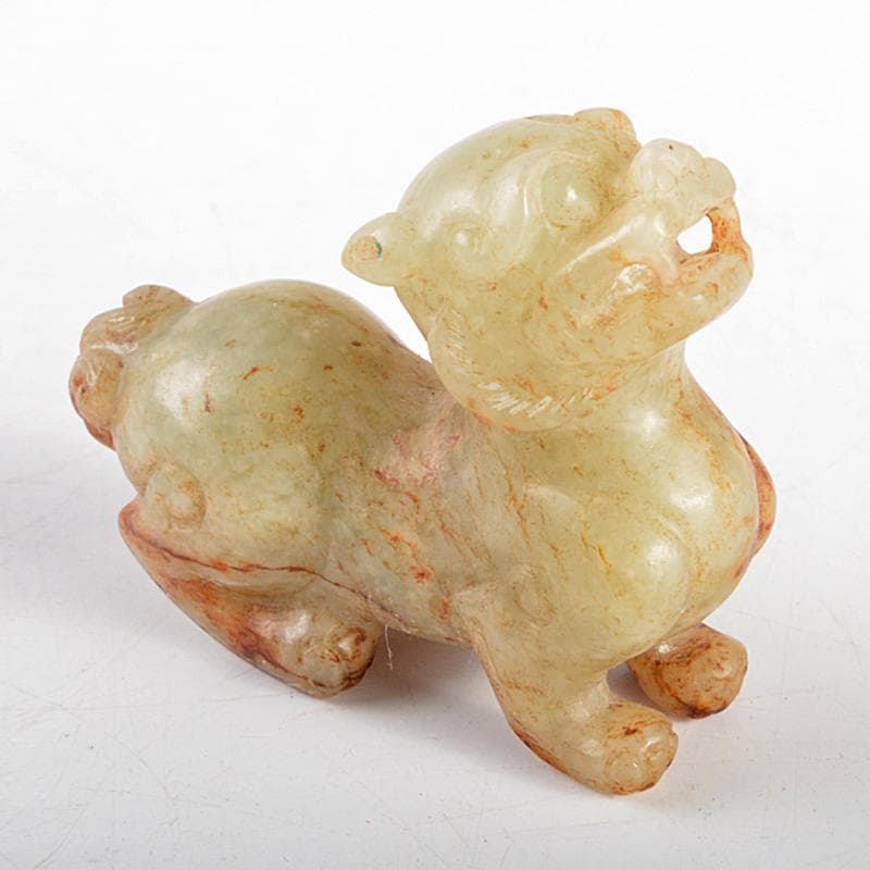 ⭐️完成品⭐️ 中国 玉石白玉彫刻 神獣 紙鎮 置物 C R5400 【1016556386】