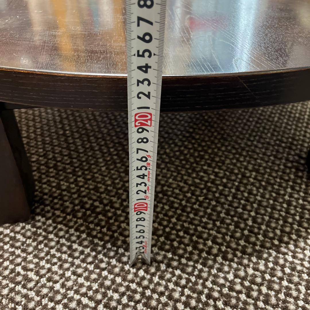 昭和レトロ 古道具 ちゃぶ台 円形木製座卓 ダークブラウン 直径75cm