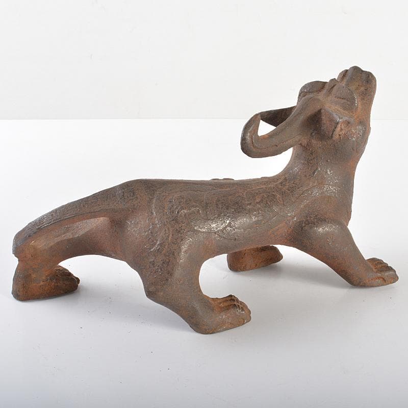 中国　古鉄　神獣　置物　M　R6845