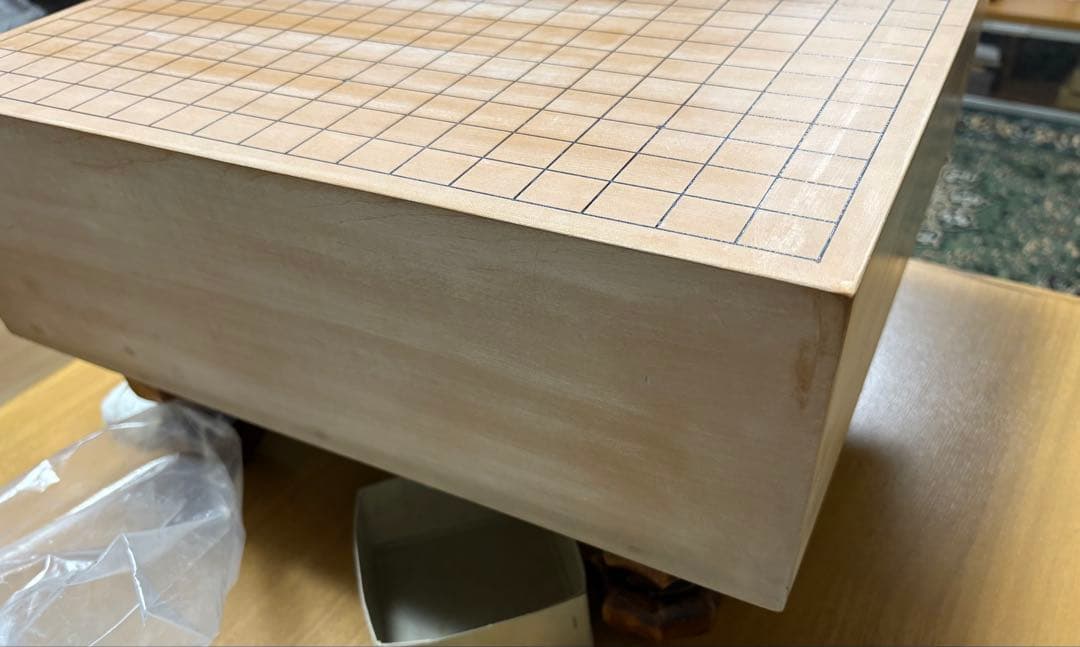 年代物をリフレッシュした木製碁盤　碁石付き