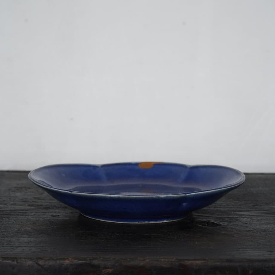 古伊万里瑠璃釉皿 本金継ぎ / 江戸時代後期
