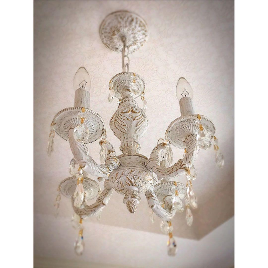 アンティークホワイト4灯シャンデリア