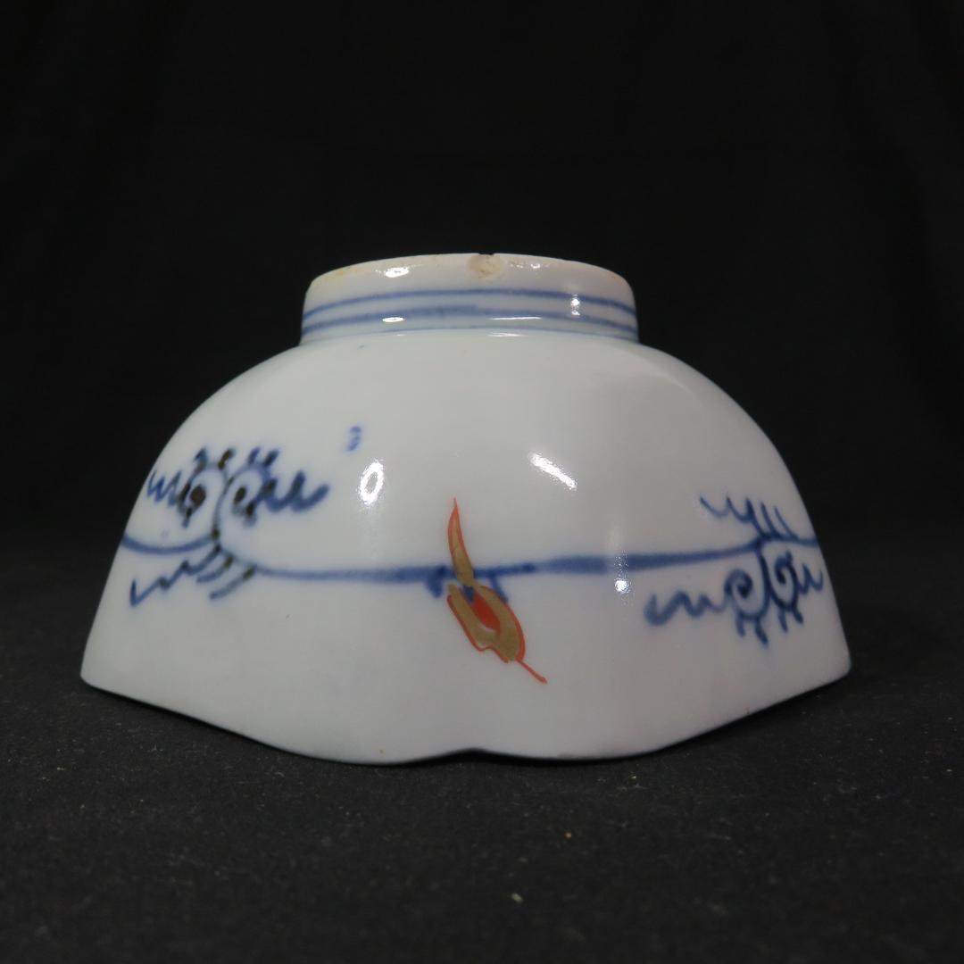 小鉢 4客 向付 角鉢 色絵 古伊万里 壽 瓢箪 花 柵 窯傷 - メルカリ