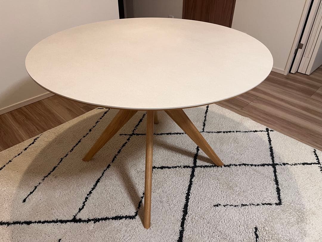 foranew円形ホワイトダイニングテーブル