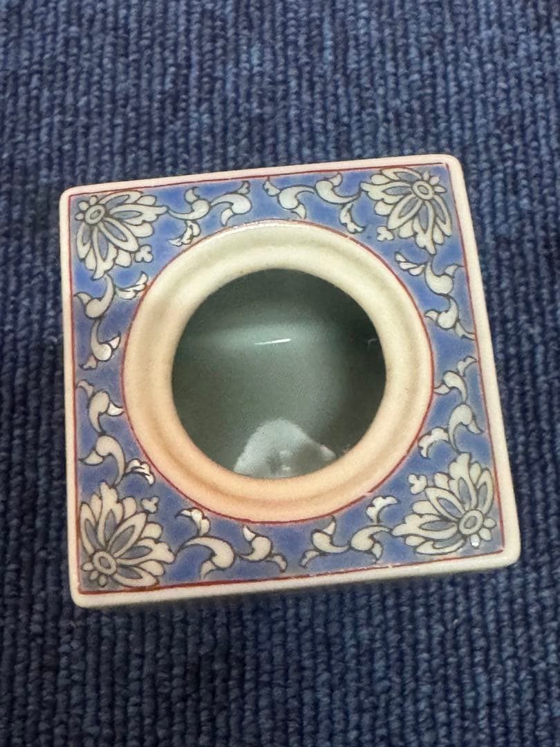 1660 有田焼 徳幸窯 角徳 『草花文角香炉と角香合 同柄揃』