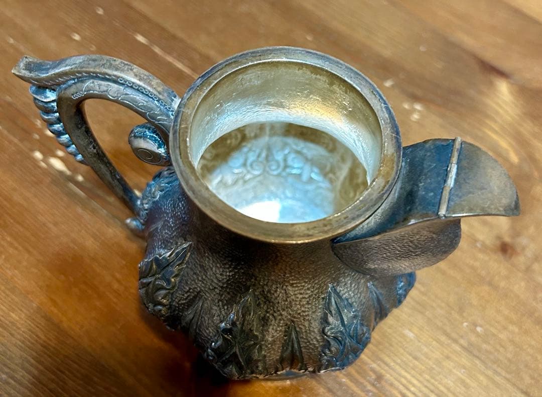 TOP刻印 純銀製ポット型容器（830 Silver）アンティーク工芸品