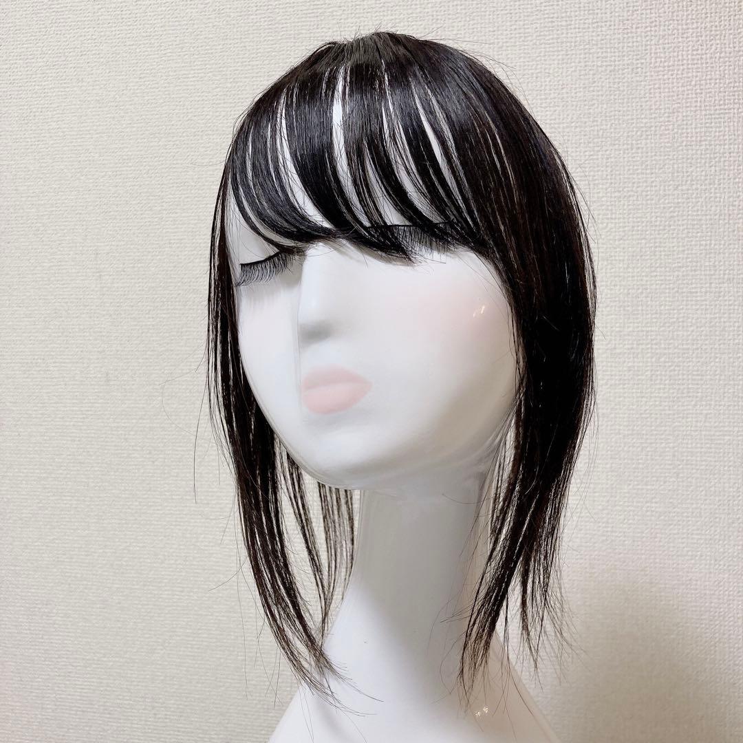 人毛100% ウィッグ ヘアピース ブラック 部分ウィッグ ミディアム ボブ 黒