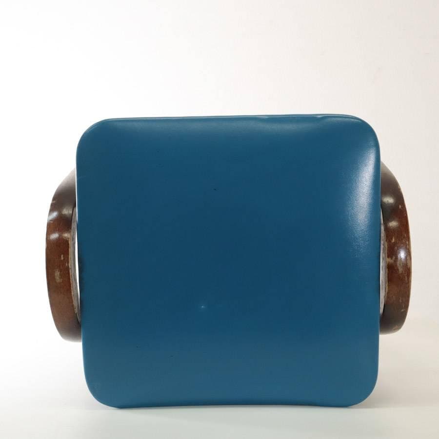 値下秋田木工 剣持勇 スタッキングスツール No.202 ブルー PVC 04