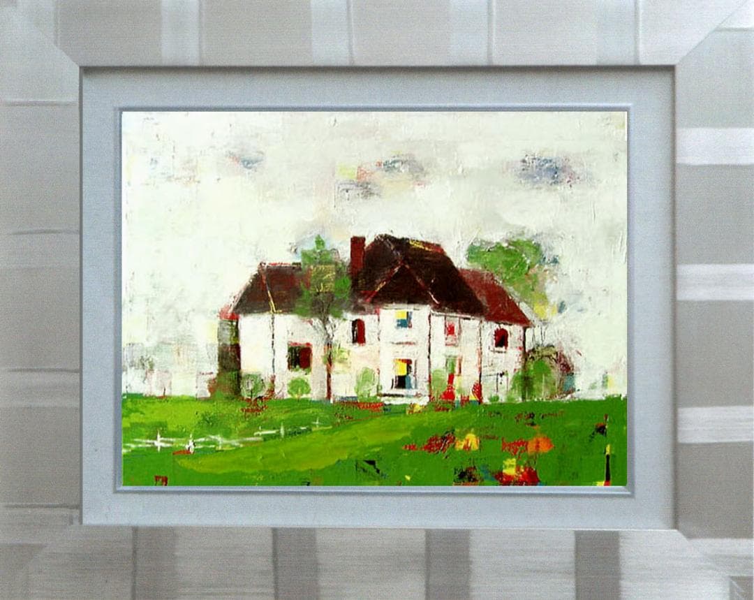 油絵 菅家令子 絵 絵画 インテリア 額付(白) uF6-062203 風景