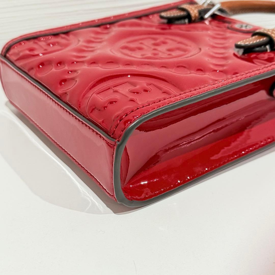 極美品 トリーバーチ レザー ミニトート バッグ 2way レッド系