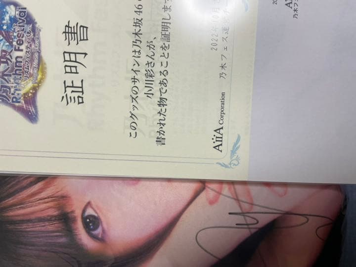 小川彩 直筆サイン入りクッション 乃木フェスイベント景品