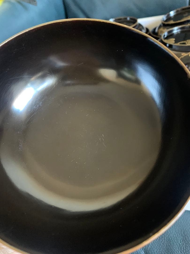 輪島塗　沈金　華の絵　天然木　お碗　蓋付　10客セット　漆器