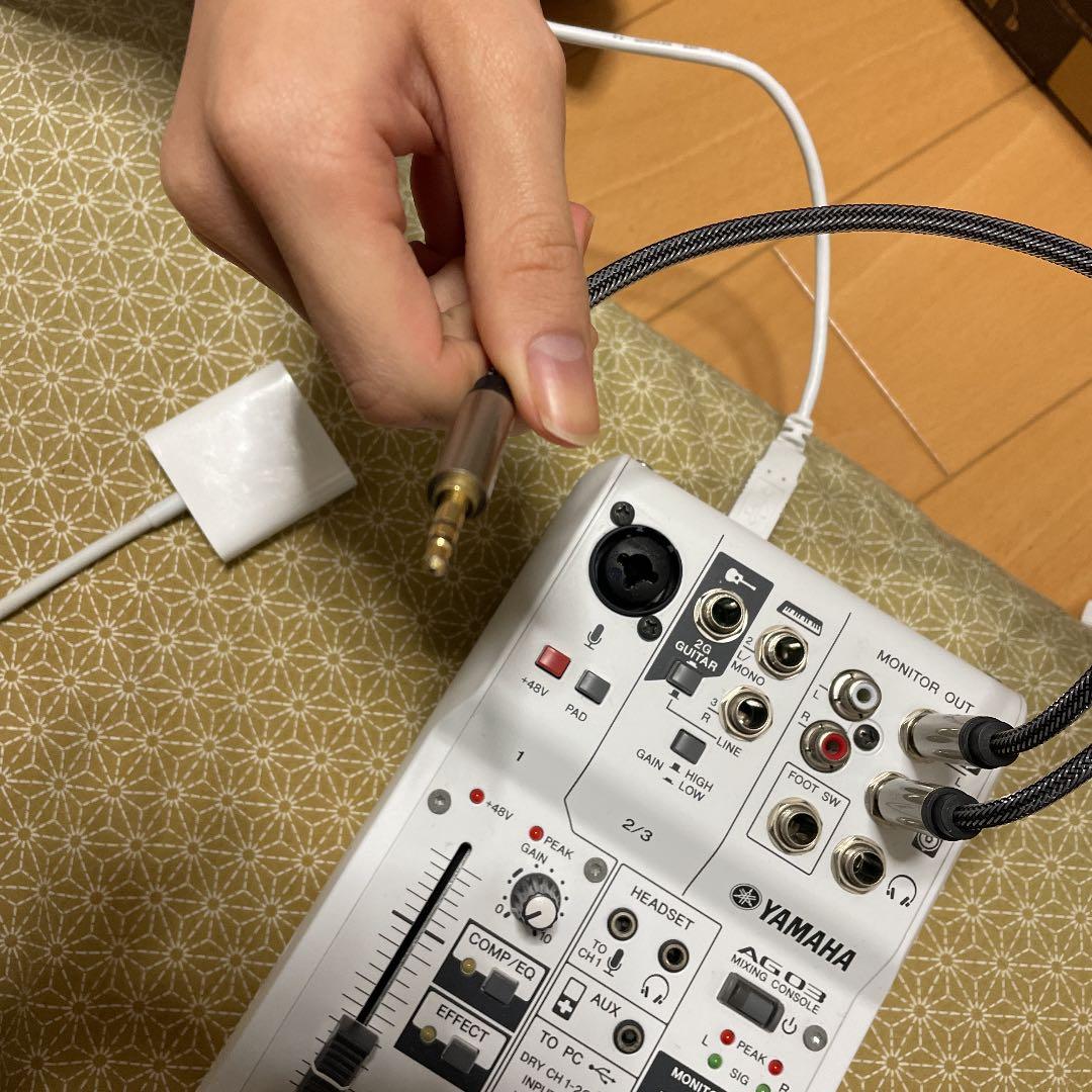 YAMAHA AG03 ミキサー lightning変換ケーブルイヤホンジャック