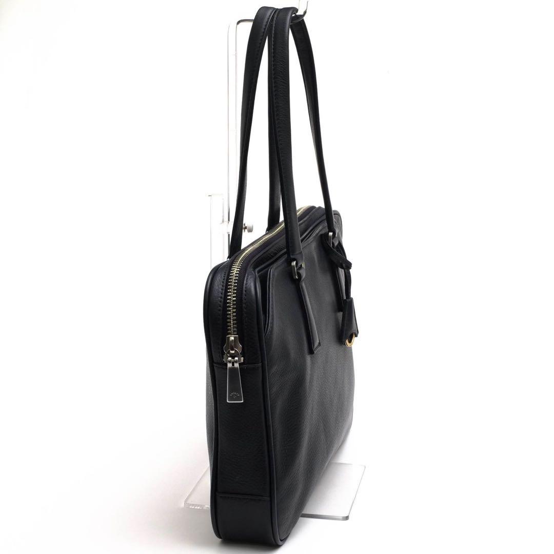 ✨アニアリaniary ブリーフケース ビジネスバッグ レザー シボ革 ブラック