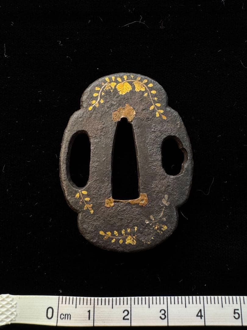 無銘 鉄地鐔 蔦図 布目象嵌 鍔 拵 日本刀 刀装具 骨董 古美術 江戸時代