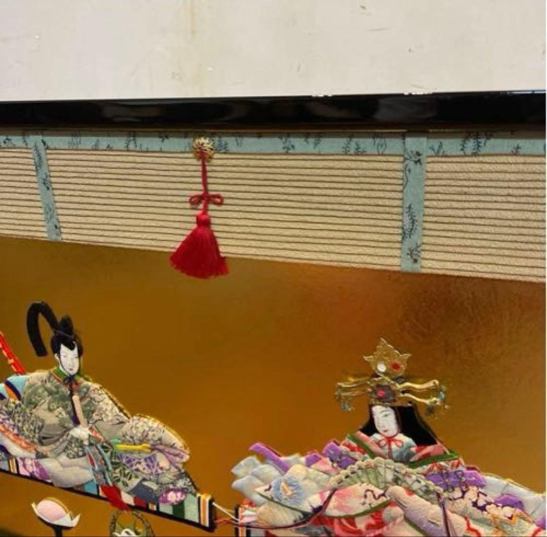 美品　押絵びな　江戸ちりめん　三枚屏風　お雛様　ひな祭り