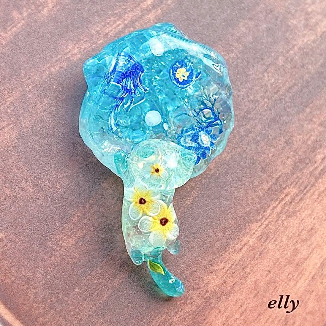 【sawasawa様】1374.天然石　琉球ガラス　星型　ジャンピング猫　レジン