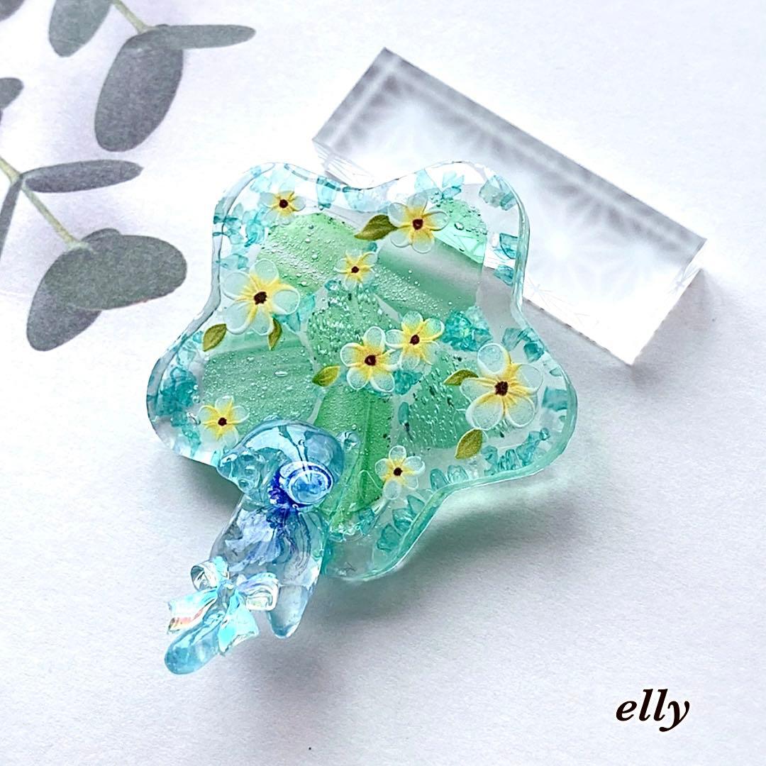 【sawasawa様】1374.天然石　琉球ガラス　星型　ジャンピング猫　レジン